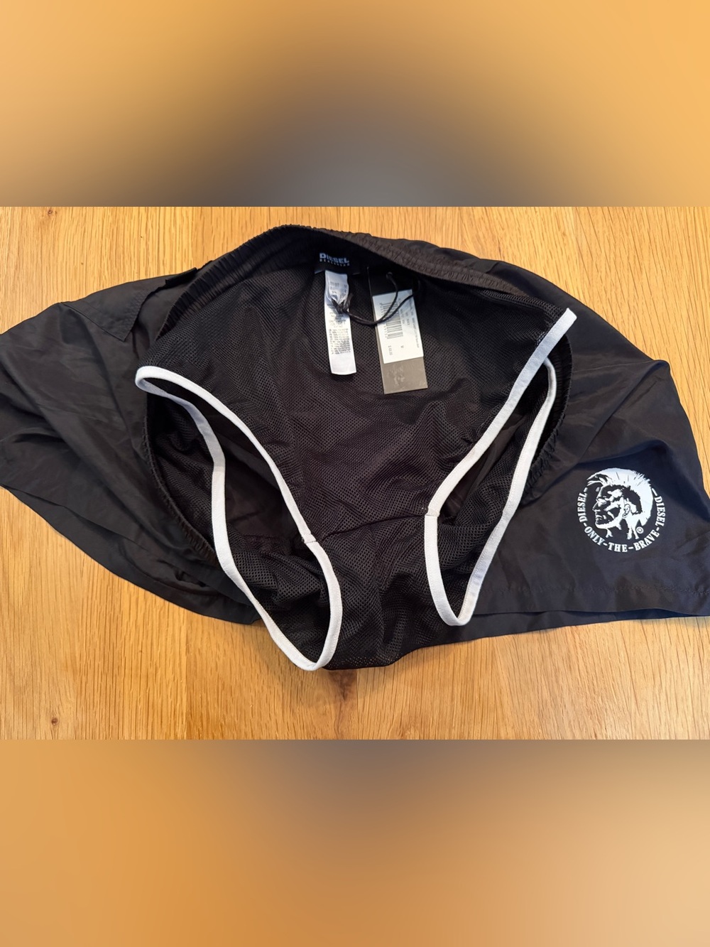 Diesel Black Swim Shorts with White Logo BNWT - Picture 3 of 4